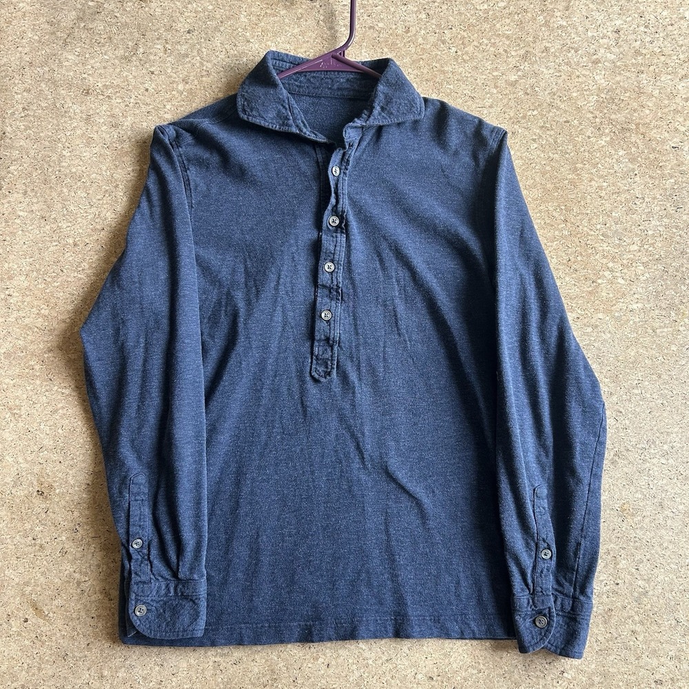 Gran SASSO Cotton Cashmere Long Sleeve Polo Sz 50 Navy Luxury Natural Fibers